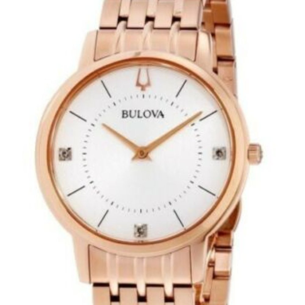 Bulova Crystal 34mm White Dial Watch w/ box